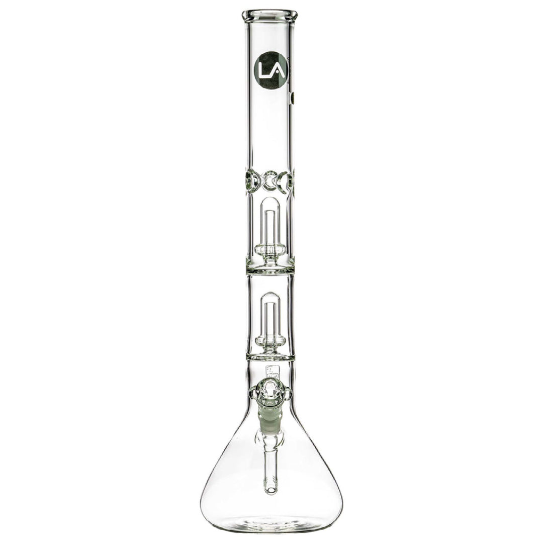 LA Pipes 20" 5mm Thick Double Showerhead Perc Beaker Bong