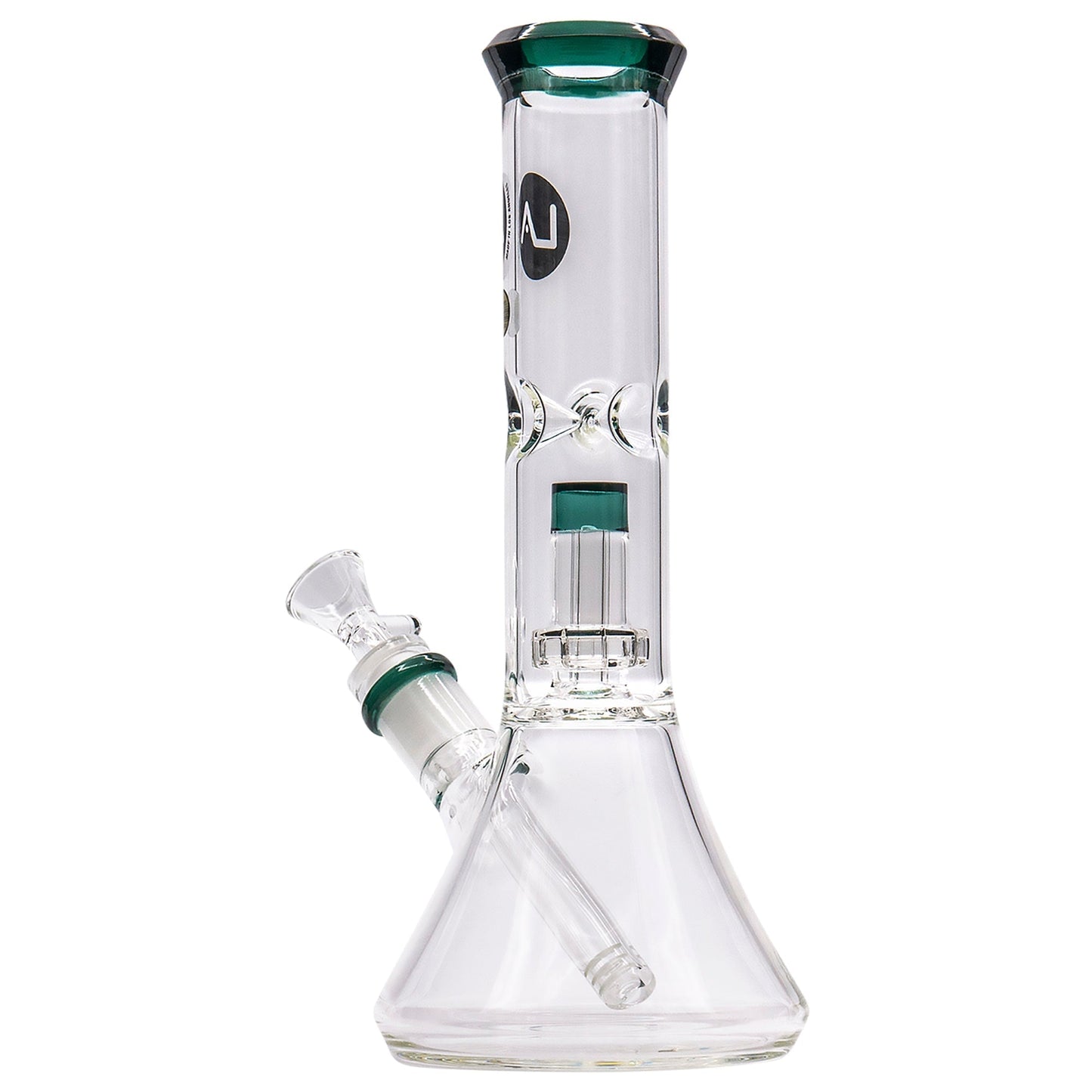 LA Pipes 11" Color Accented Showerhead Perc Beaker Bong
