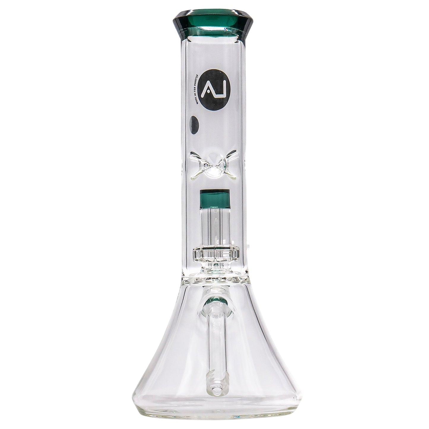 LA Pipes 11" Color Accented Showerhead Perc Beaker Bong