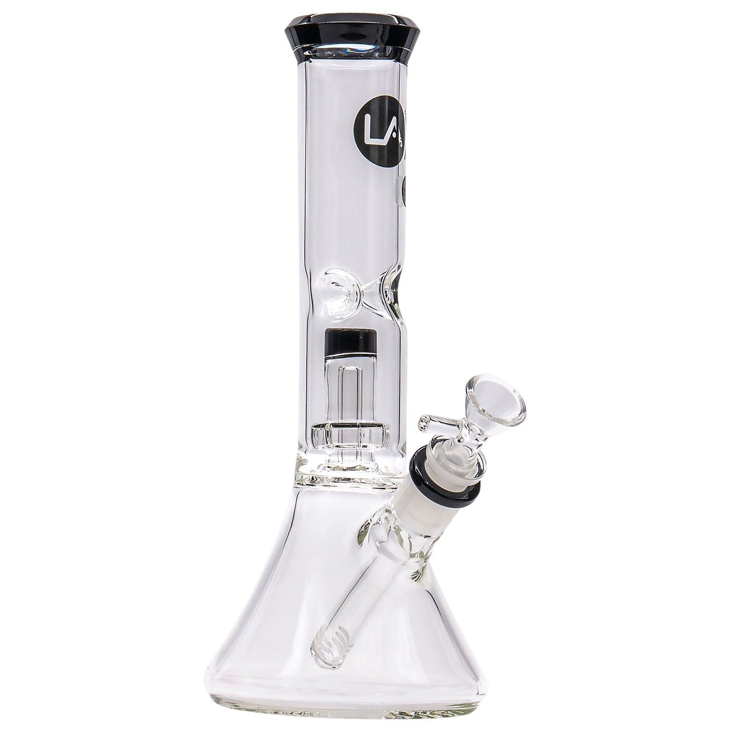 LA Pipes 11" Color Accented Showerhead Perc Beaker Bong