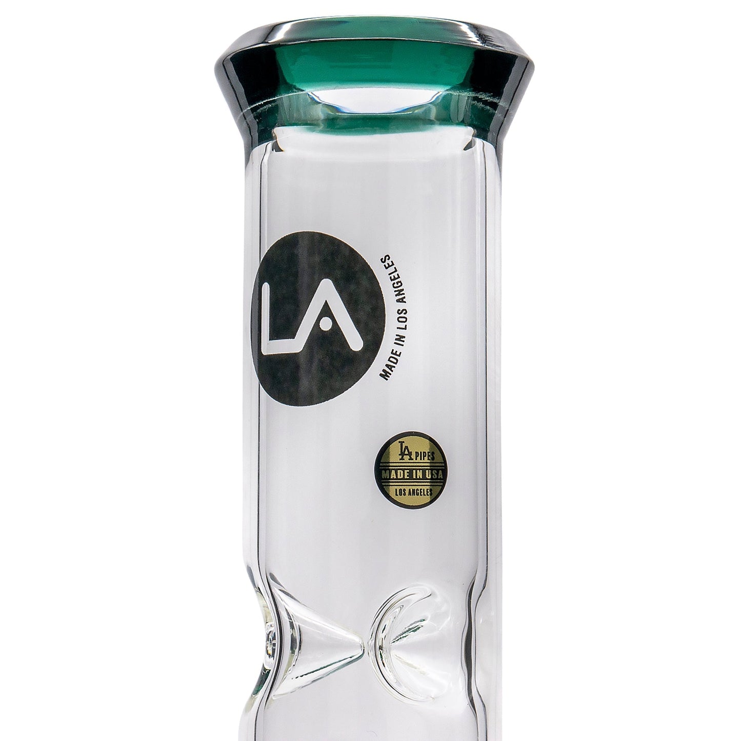 LA Pipes 11" Color Accented Showerhead Perc Beaker Bong