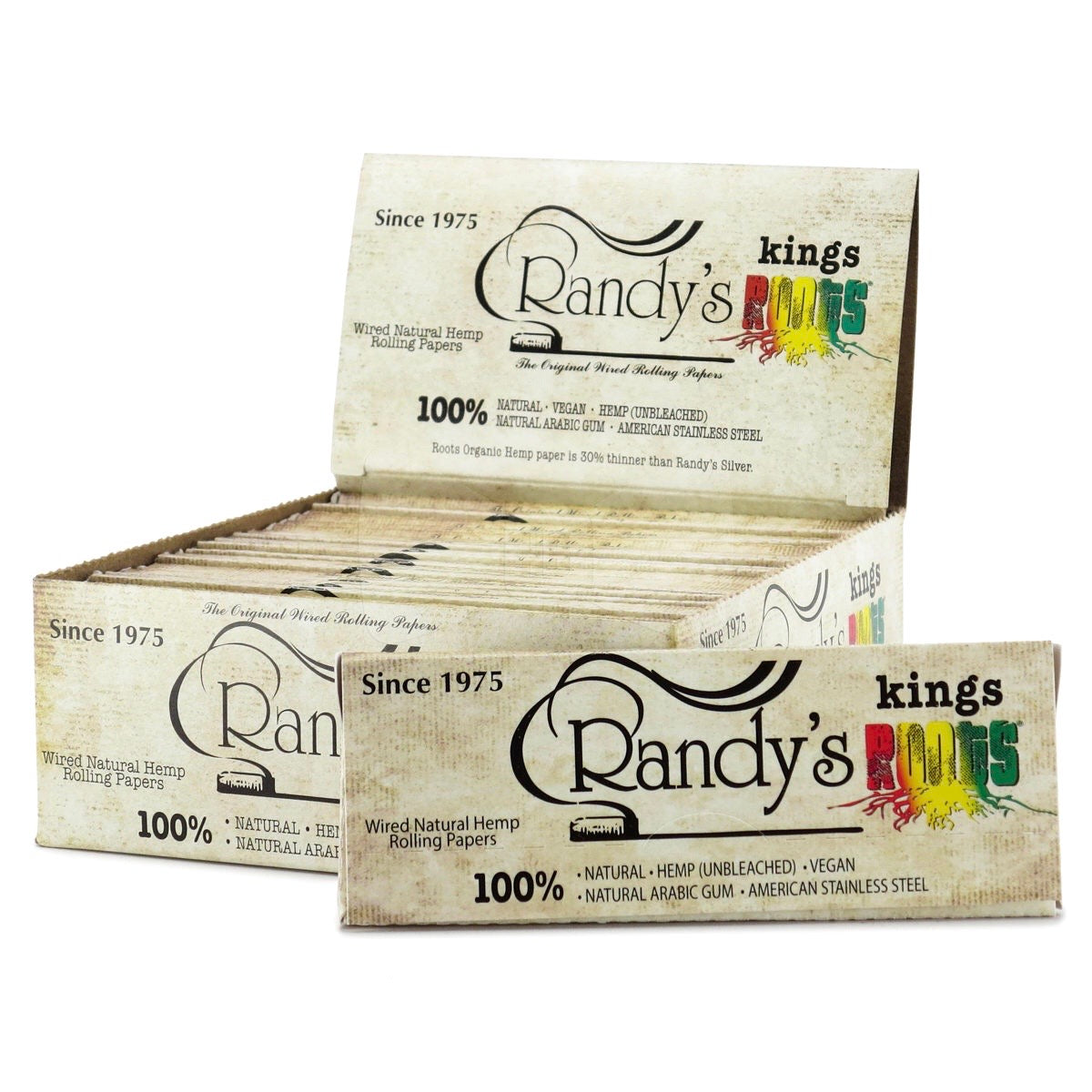 Randys King Roots - XL Organic Hemp Wired Rolling Papers